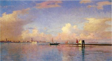  Sonne Kunst - Sonnenuntergang auf dem Canal Grande Venedig Szenerie Luminism William Stanley Haseltine